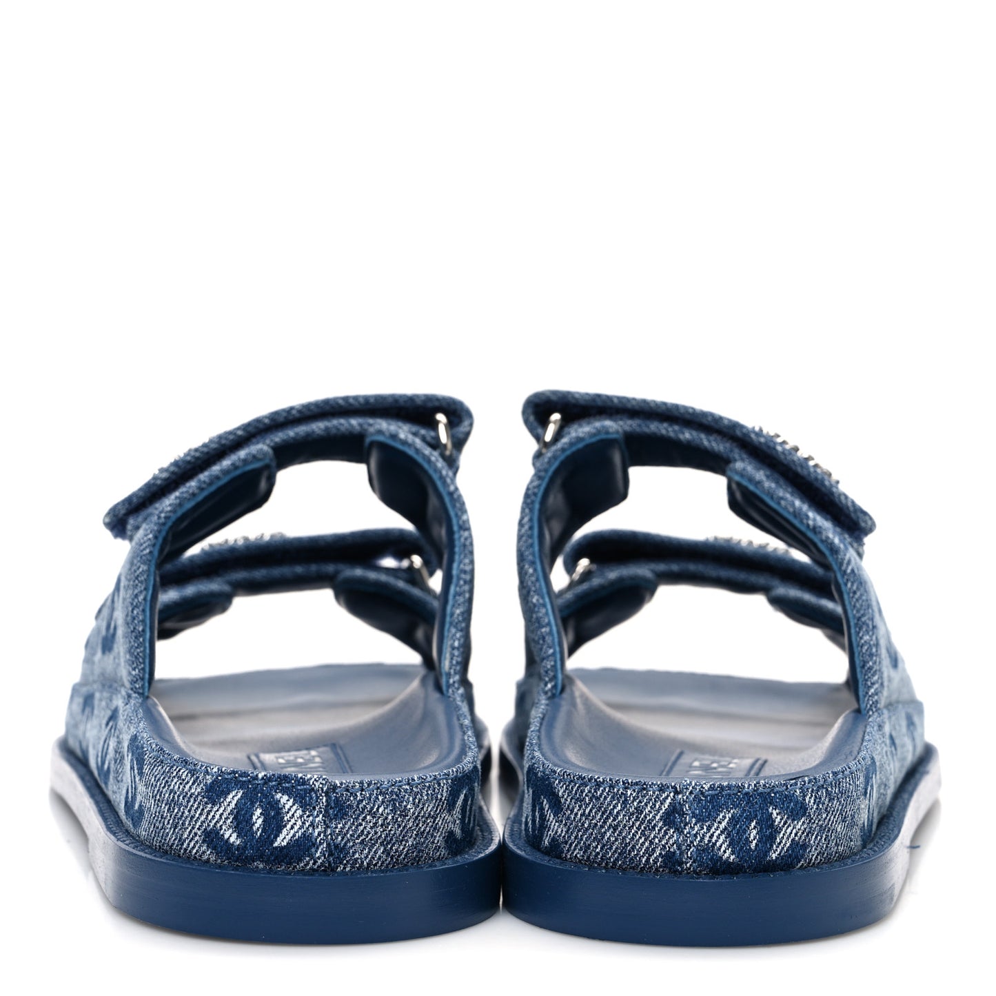 Denim CC Velcro Dad Chain CC Slide Sandals 37.5 Blue
