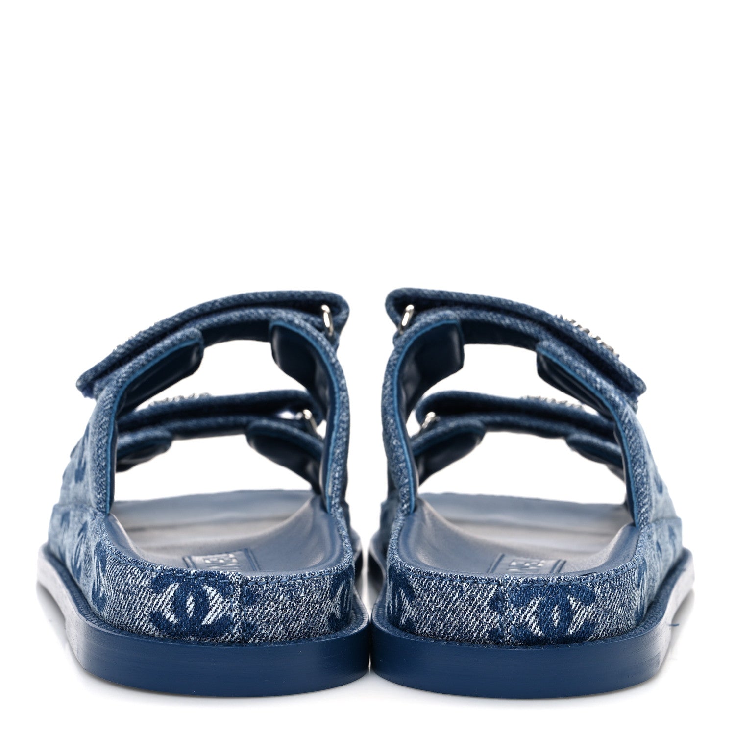 Chanel Denim CC Velcro Dad Chain CC Slide Sandals 37.5 Blue 6 of 11