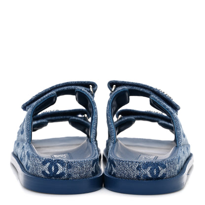 Chanel Denim CC Velcro Dad Chain CC Slide Sandals 37.5 Blue 6 of 11