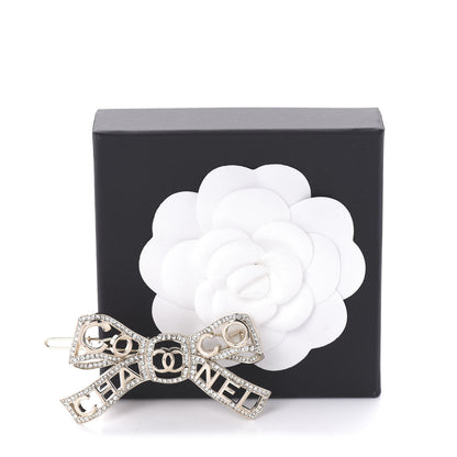 Chanel Metal Crystal Bow-tiful CC Hair Clip Gold 5 of 5