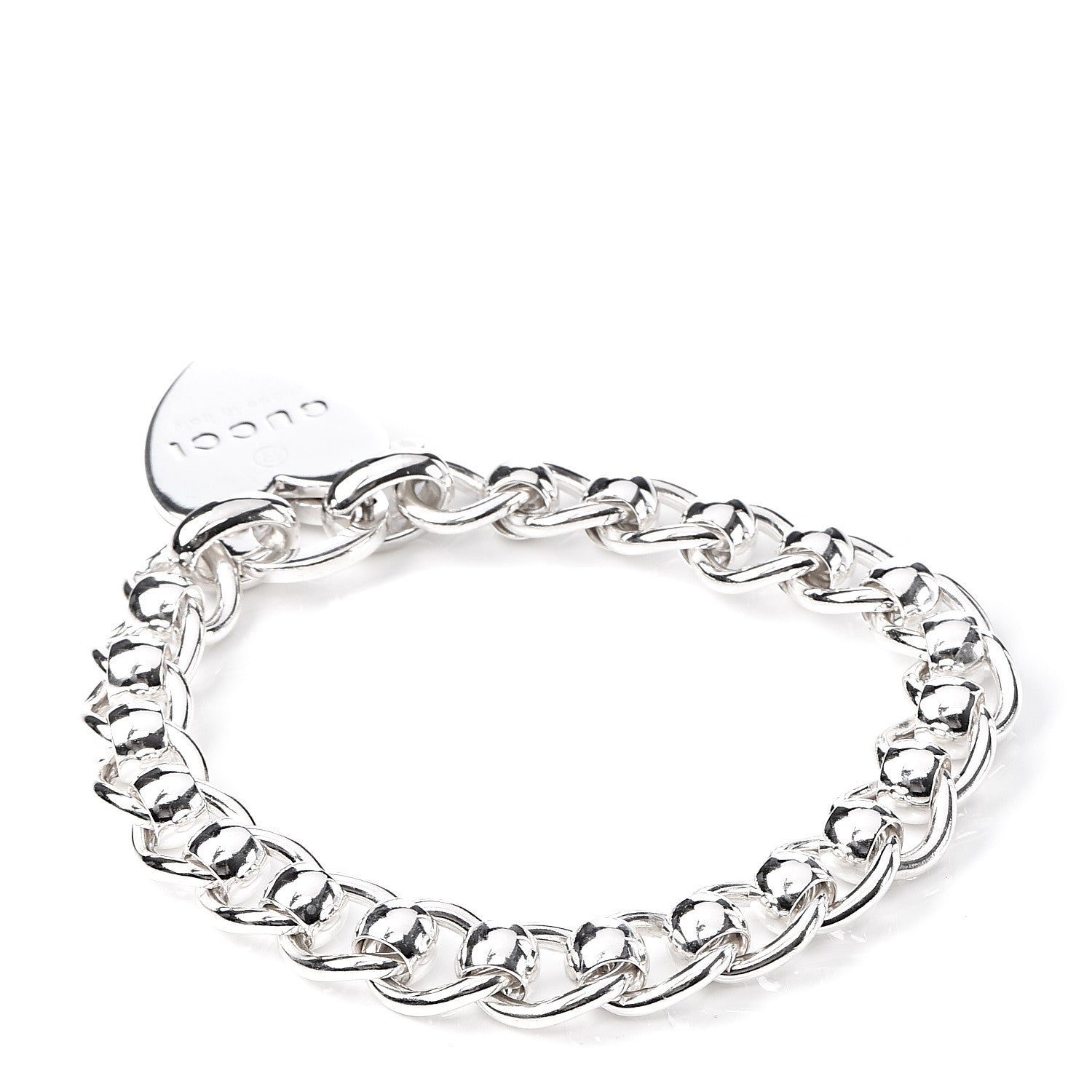 Gucci Sterling Silver Heart Lock Bracelet 3 of 6