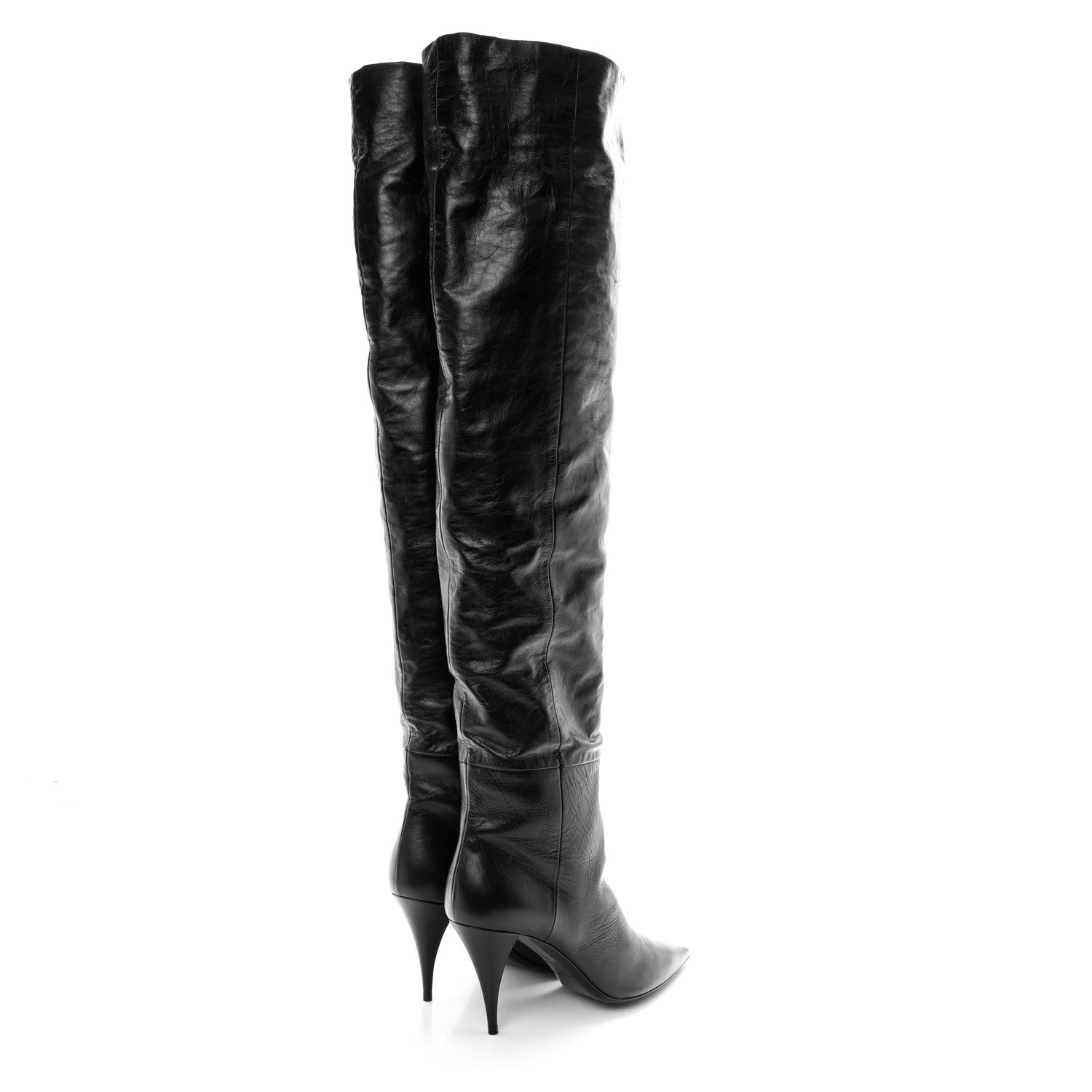 Saint Laurent Calfskin Kiki Over The Knee Boots 39 Black 4 of 7
