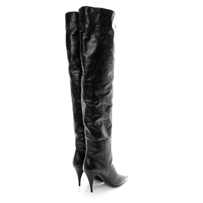 Saint Laurent Calfskin Kiki Over The Knee Boots 39 Black 4 of 7
