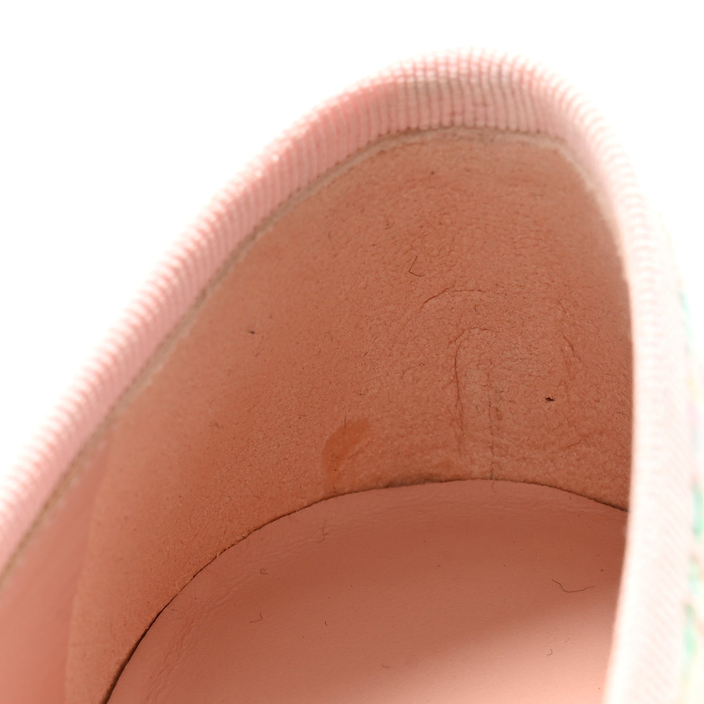 Cotton Tweed Patent Calfskin Cap Toe Ballerina Flats 36.5 Light Pink Multicolor White