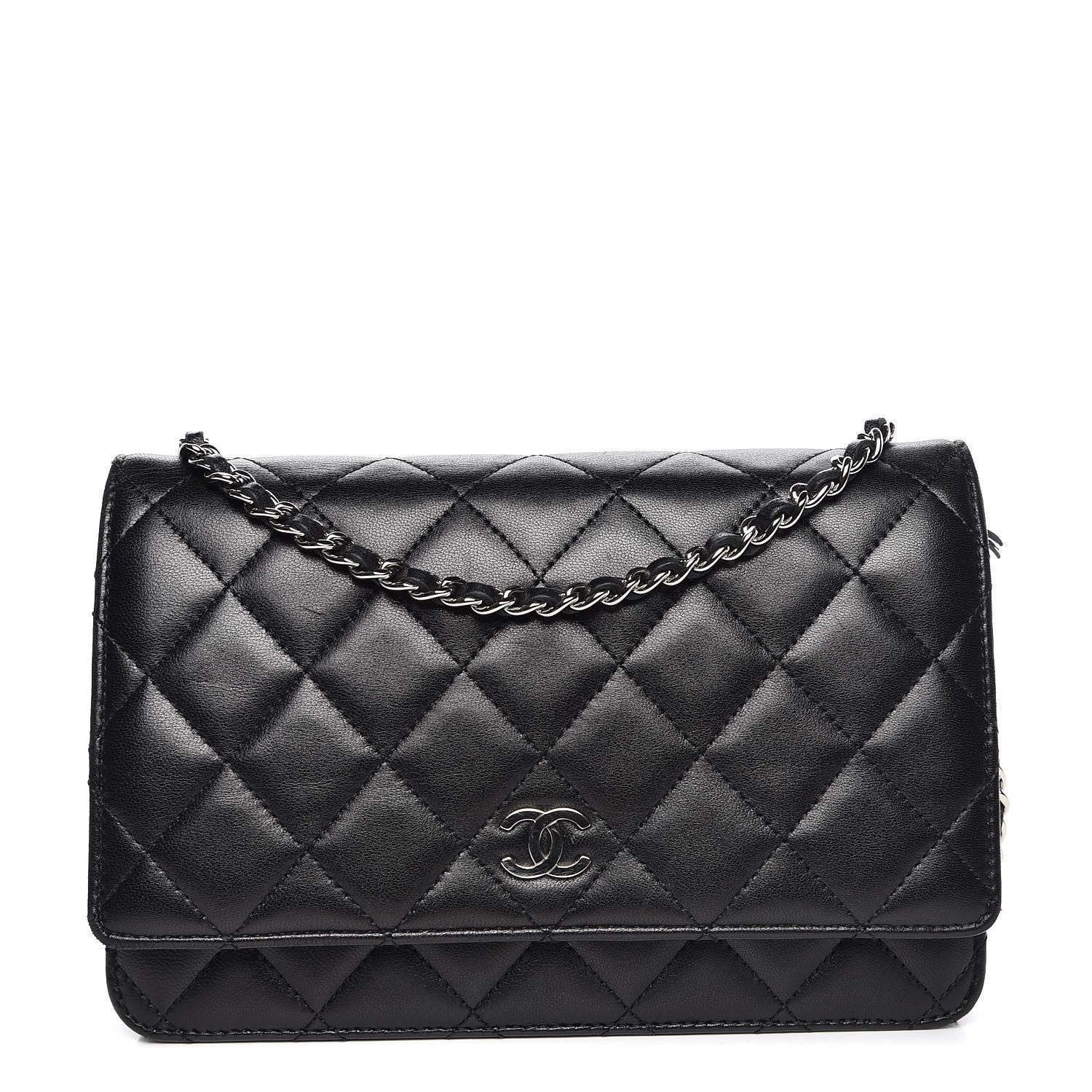 Chanel Lambskin Quilted Wallet On Chain WOC Black 1 of 15
