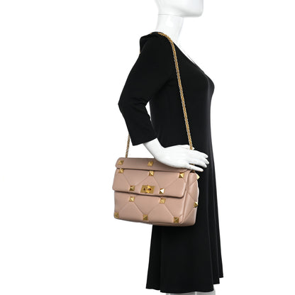 Valentino Garavani Nappa Large Roman Stud Shoulder Bag Rose Cannelle 2 of 9