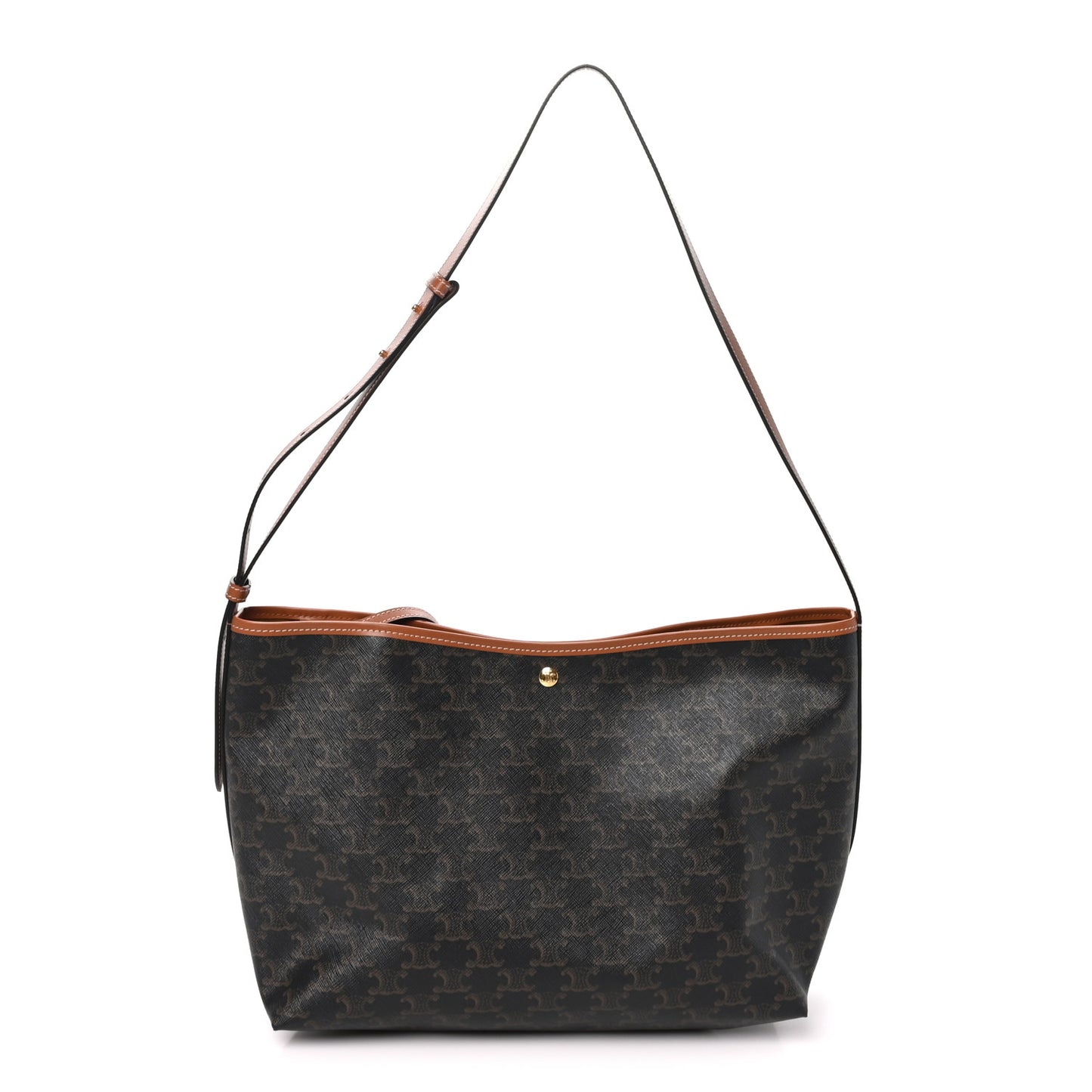 Triomphe Canvas Calfskin Shopper Tote Tan