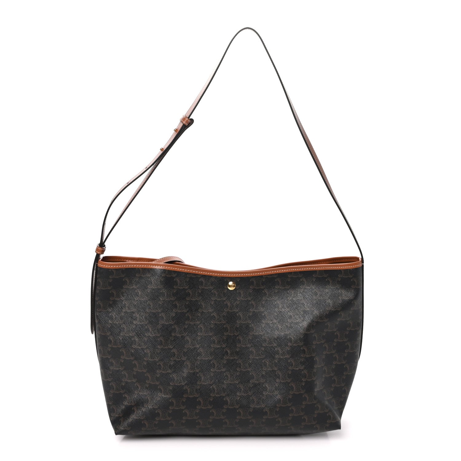 Celine Triomphe Canvas Calfskin Shopper Tote Tan 1 of 10