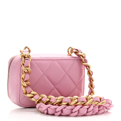 Chanel Lambskin Quilted Mini Lacquered Chain Clutch Pink 3 of 12