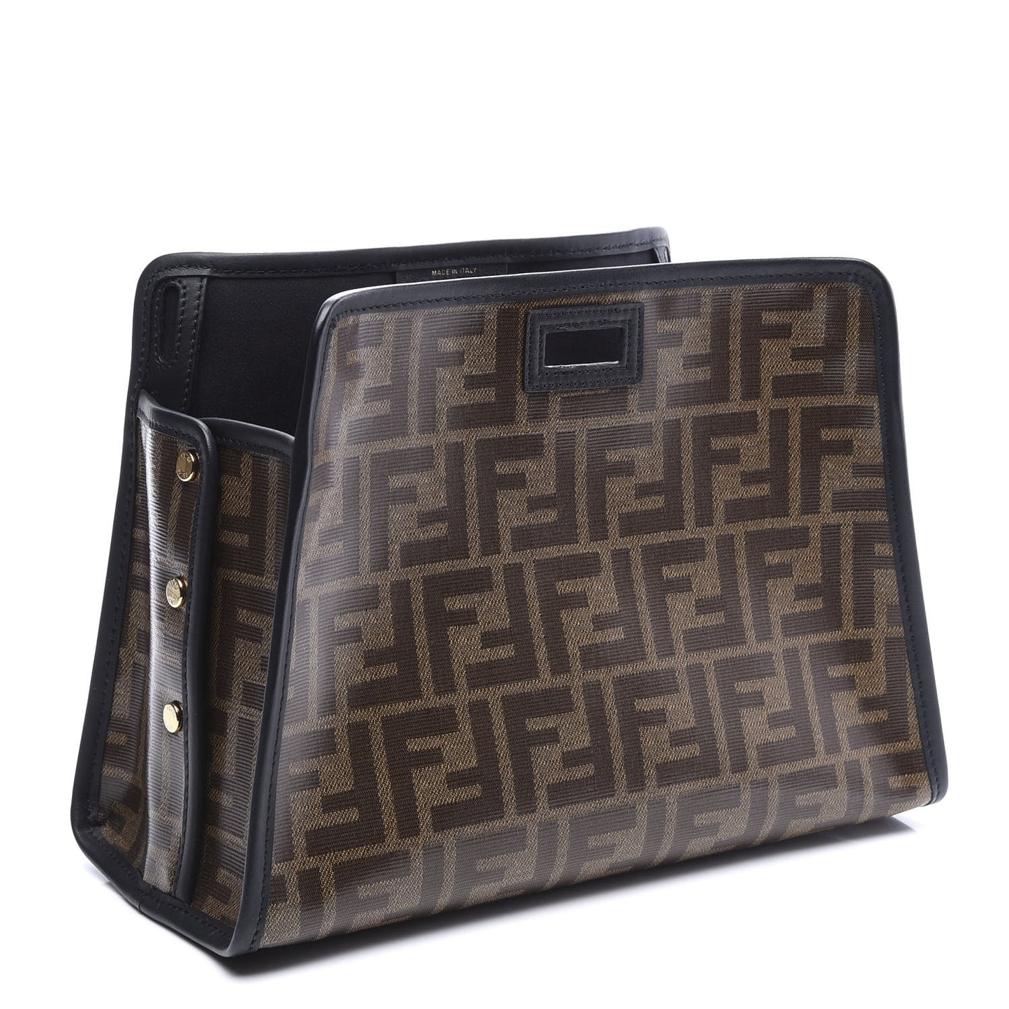Glazed Fabric Vitello Century FF 1974 Stamp Patch Mini Peekaboo Defender Cover Mogano Panna Black