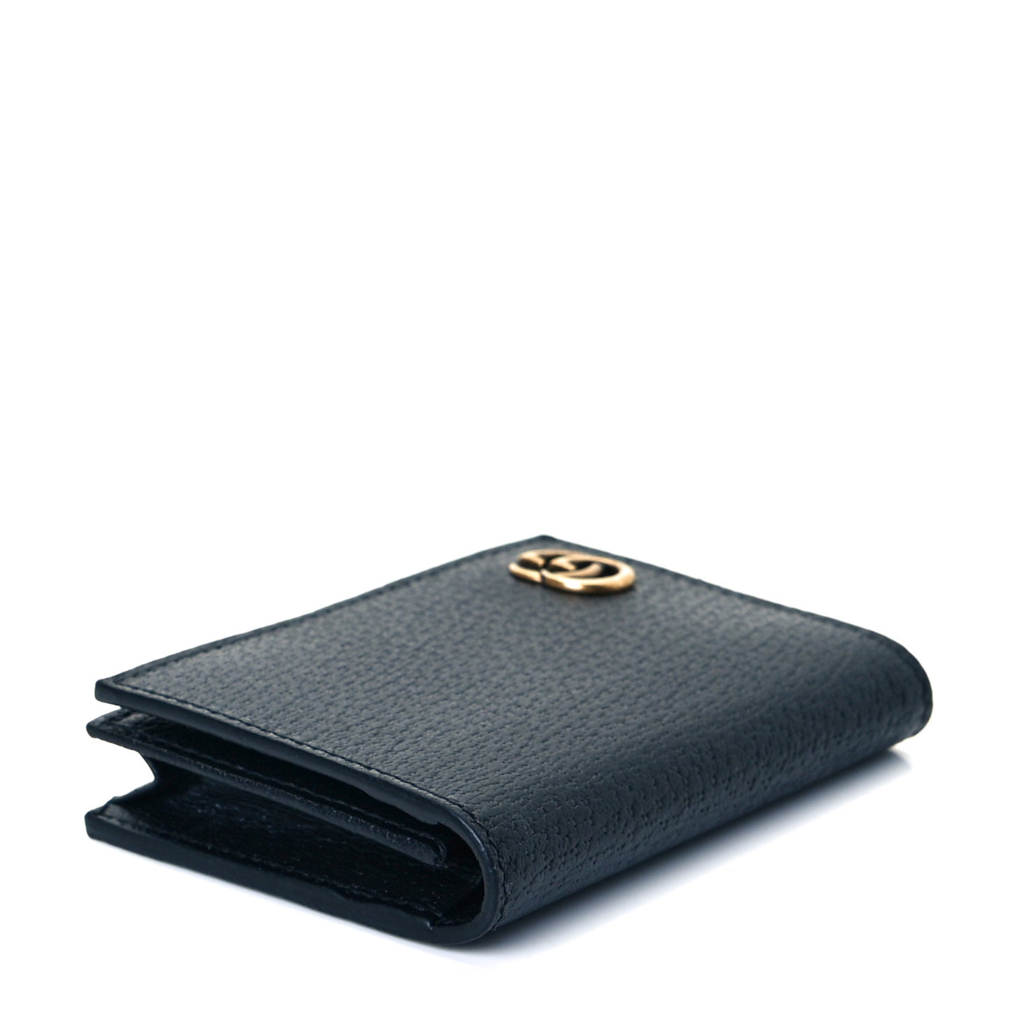 Calfskin Boar Effect GG Marmont Card Case Black