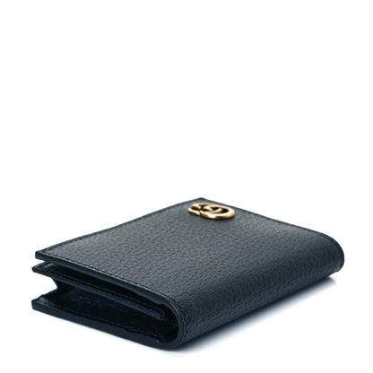 Gucci Calfskin Boar Effect GG Marmont Card Case Black 5 of 8