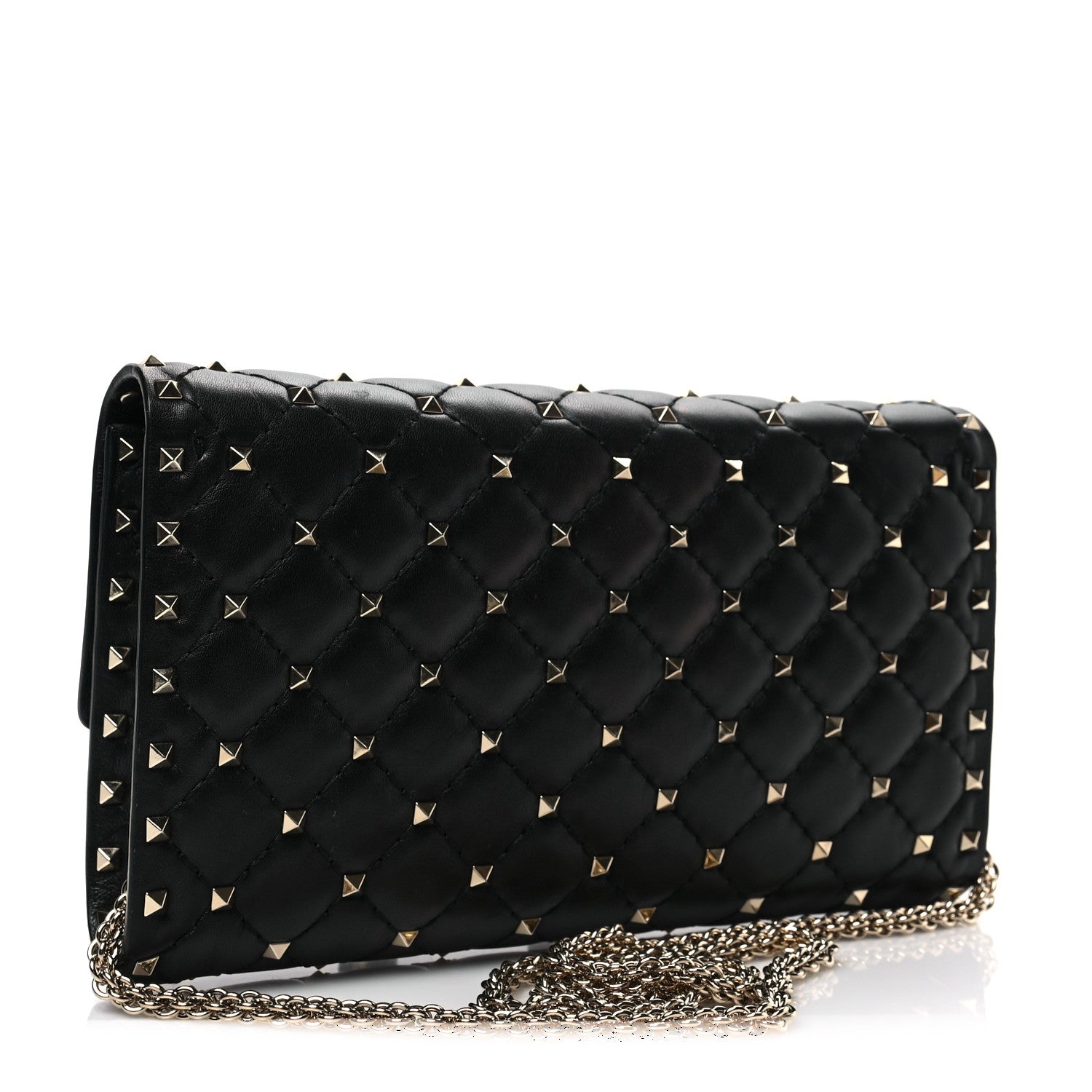 Valentino Garavani Lambskin Rockstud Spike Wallet on Chain Black 3 of 8