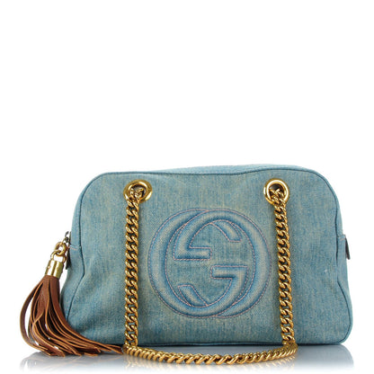 Gucci Denim Small Soho Bowler Blue 1 of 7