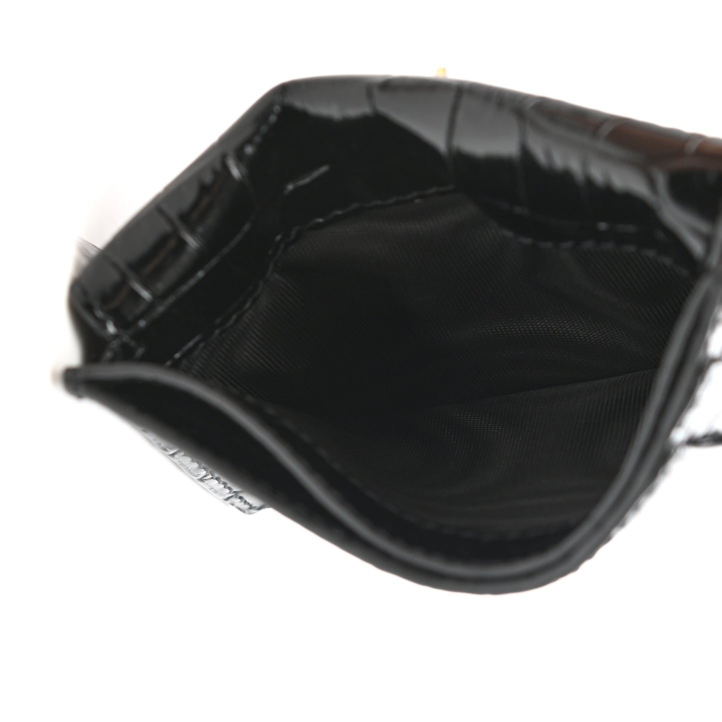 Calfskin Crocodile Embossed Uptown Monogram Card Case Black