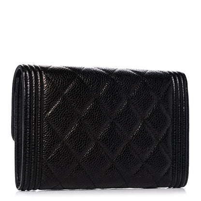 Chanel Caviar Quilted Medium Boy Flap Wallet Black 3 of 13