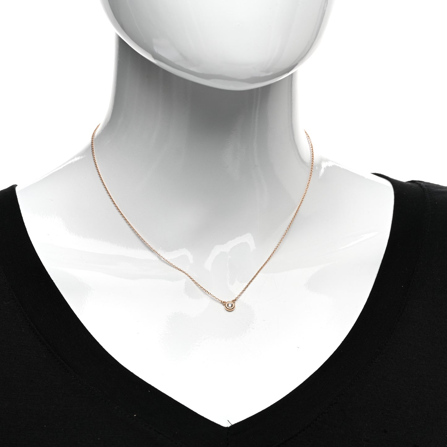 18K Rose Gold Diamond .10ct Elsa Peretti Diamonds by the Yard Pendant Necklace