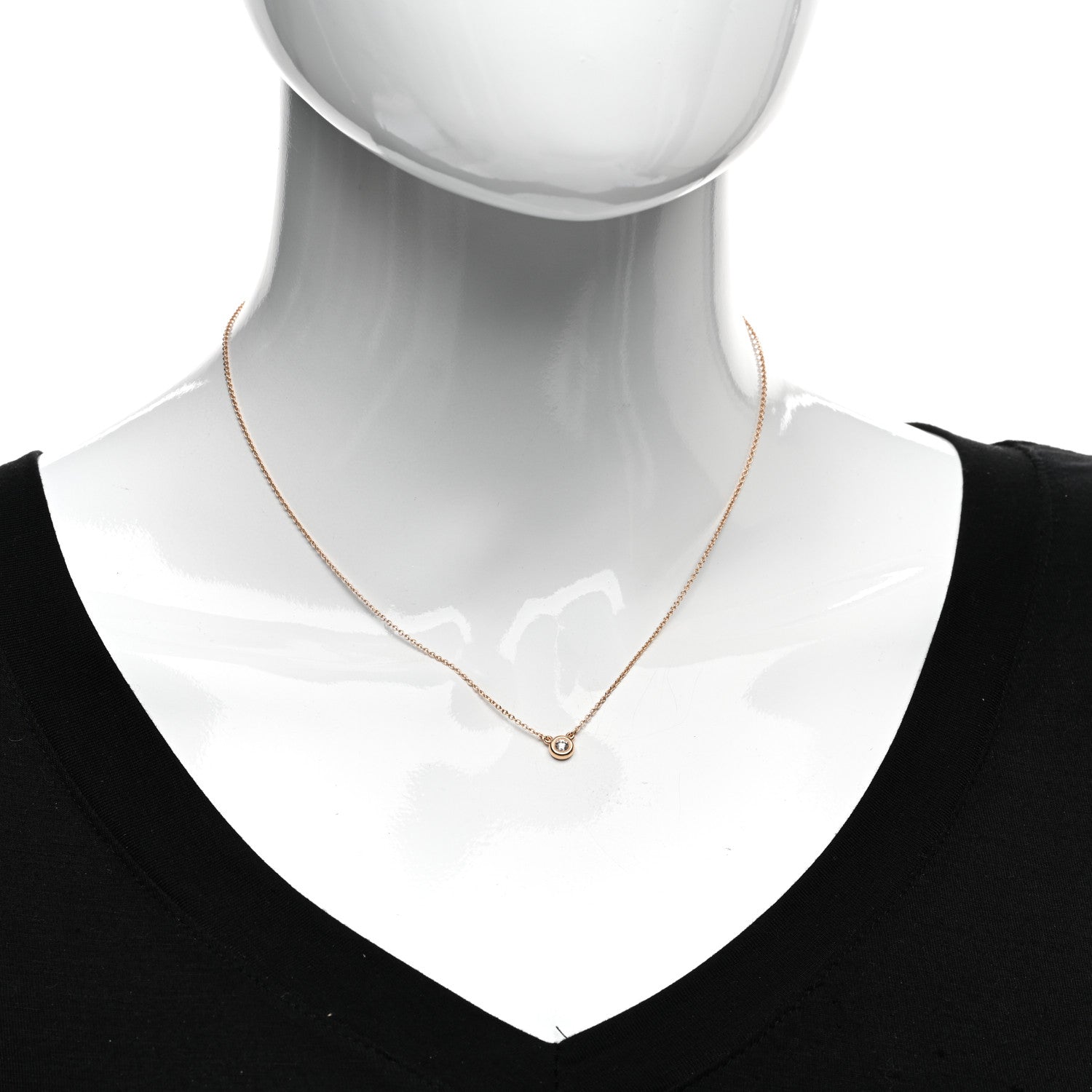 Tiffany 18K Rose Gold Diamond .10ct Elsa Peretti Diamonds by the Yard Pendant Necklace 2 of 5