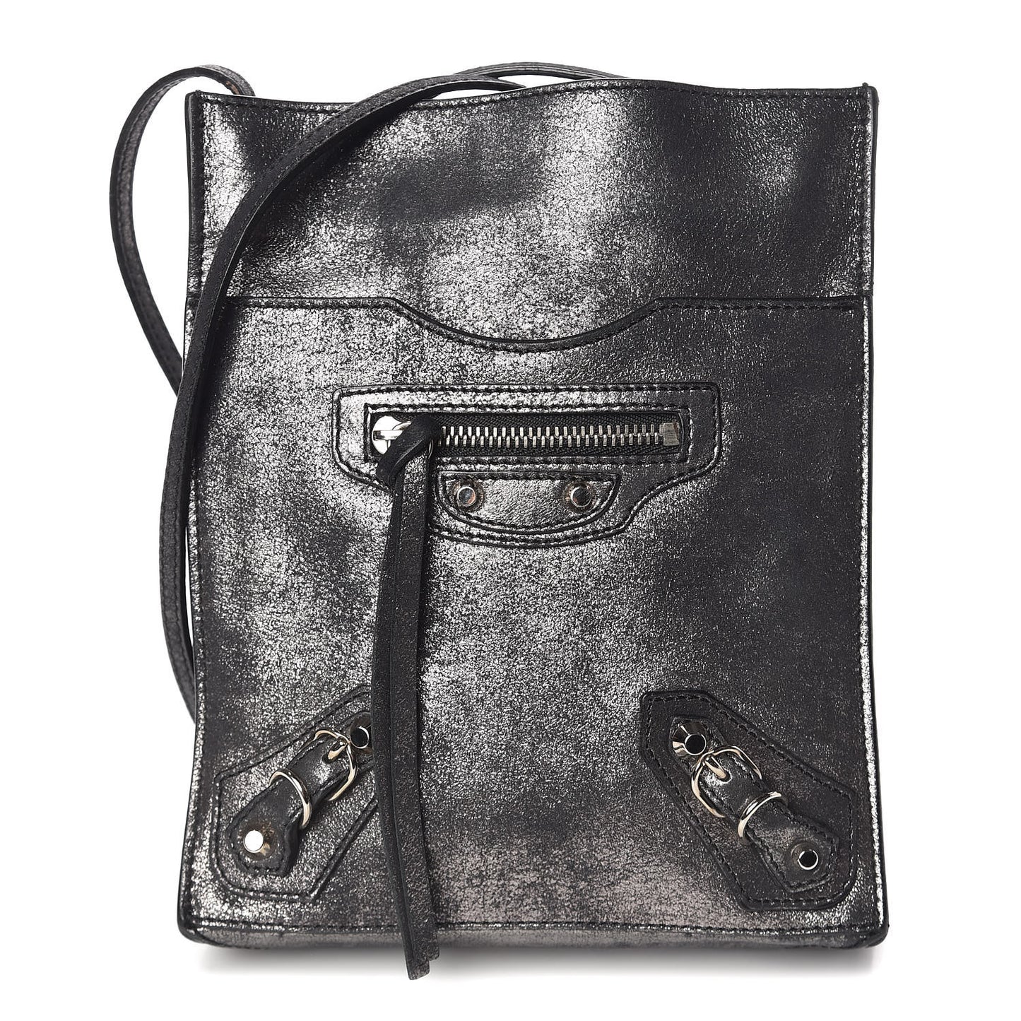 Metallic Calfskin Milkyway Papier Crossbody Bag Black