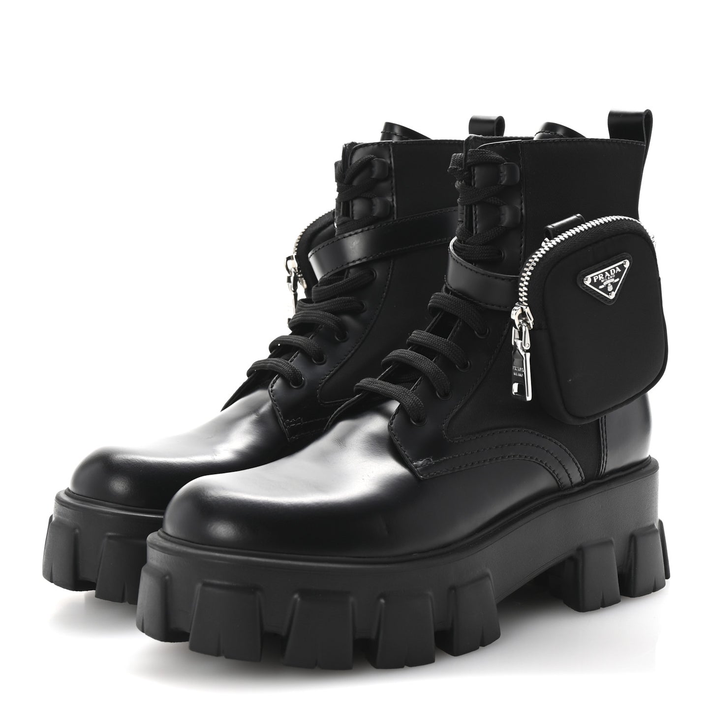 Spazzolato Rois Re-Nylon Metal Triangle Logo Monolith Pouch Pocket 55mm Boots 38.5 Black