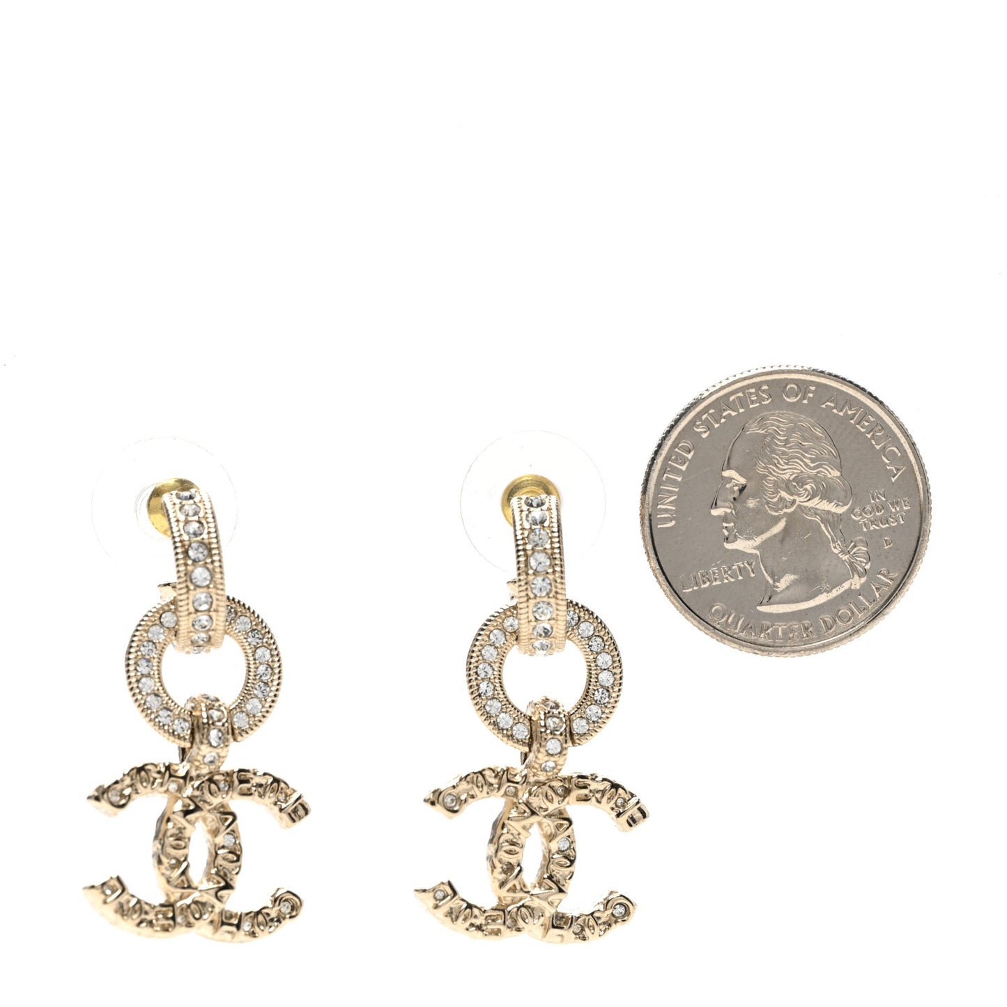 Crystal CC Drop Earrings Gold