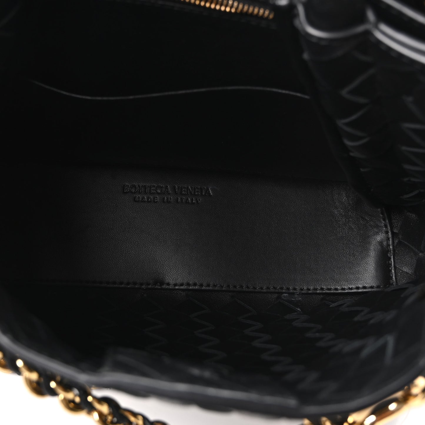 Nappa Intrecciato Small Andiamo With Chain Shoulder Bag Black