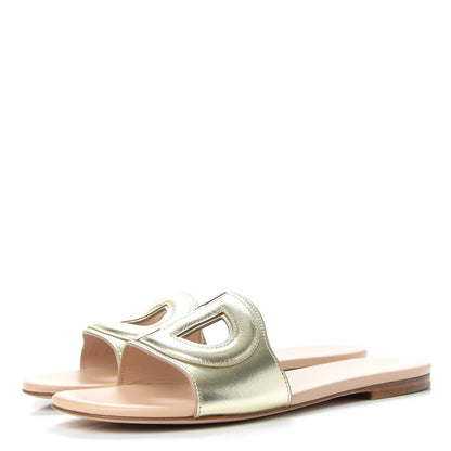 Christian Dior Metallic Calfskin D-Club Mule Sandal 37 Light Gold 3 of 11