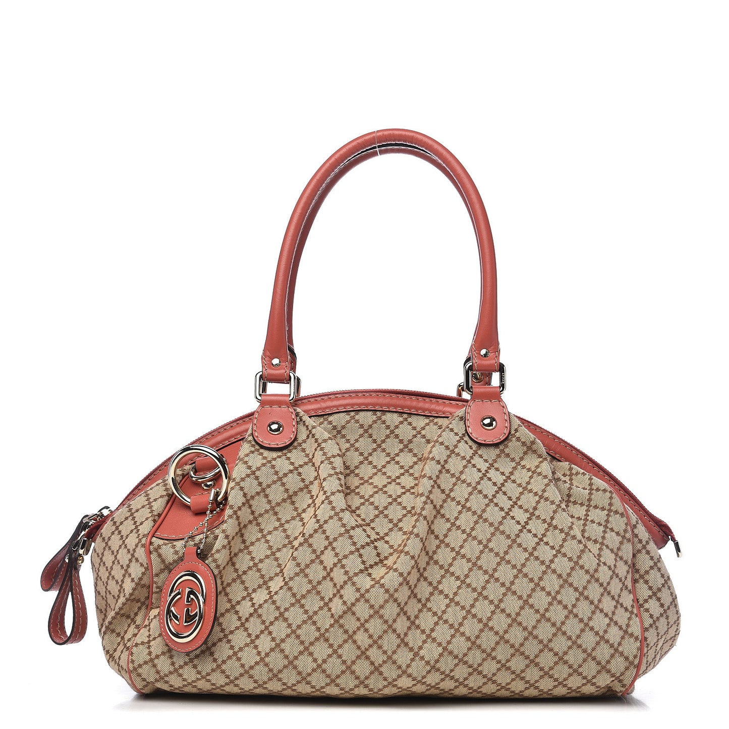 Diamante Medium Sukey Boston Interlocking G Charm Bag Pink