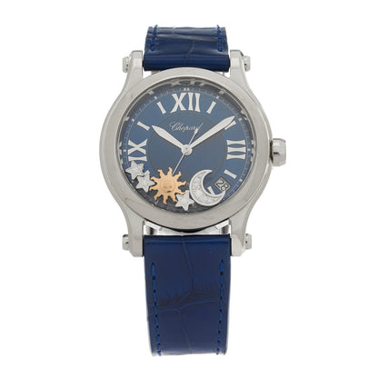 Chopard Stainless Steel Alligator Diamond 36mm Happy Sport Sun, Moon and Stars Automatic Watch 1 of 4