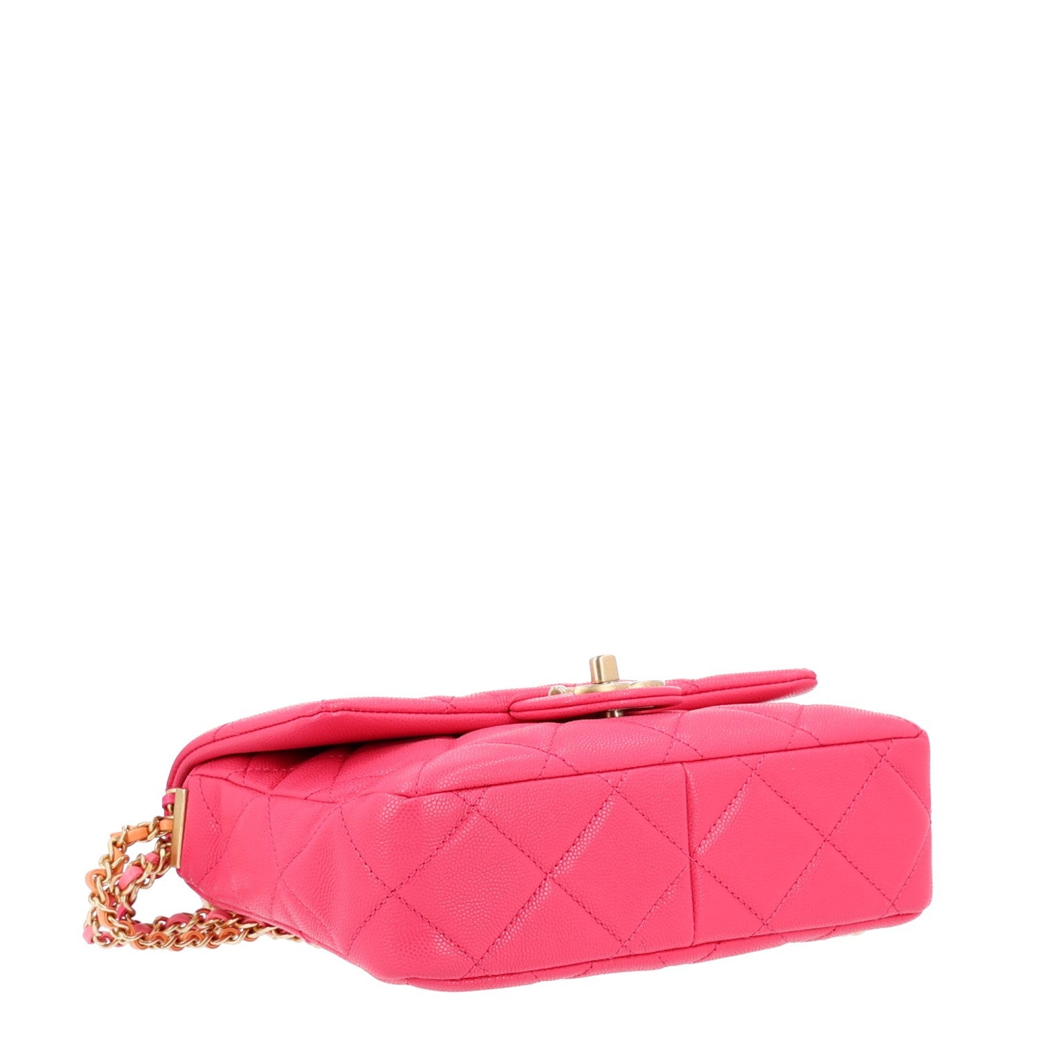 Chanel Shiny Caviar Quilted Chain Sunset Mini Flap Pink 5 of 11