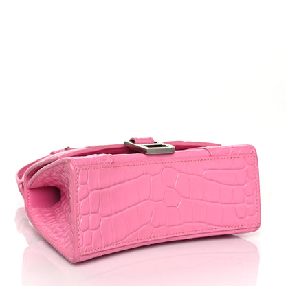 Balenciaga Shiny Calfskin Crocodile Embossed Hourglass Top Handle Bag XS Baby Pink 5 of 11