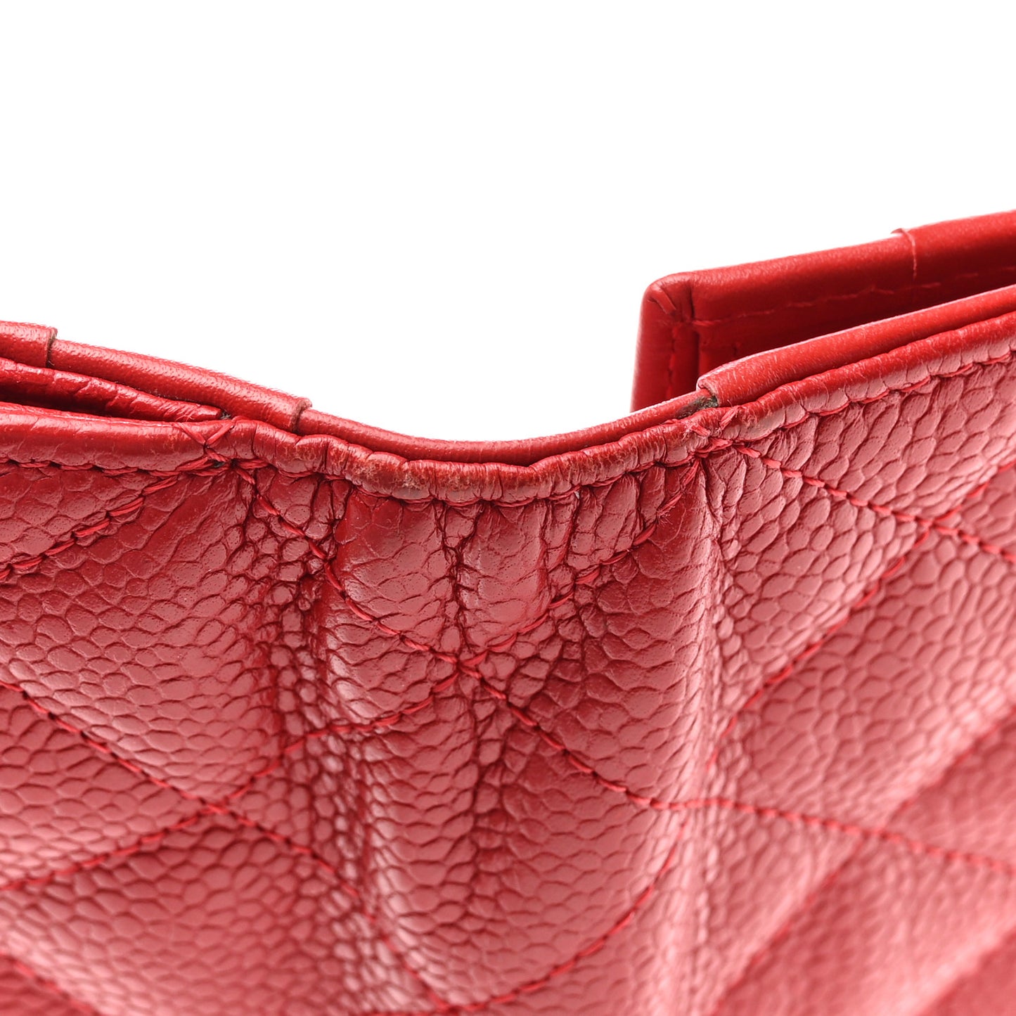 Caviar Quilted CC Long Double Wallet Red