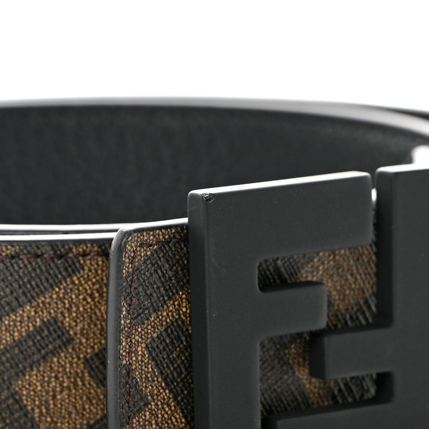 Cuoio Romano Glazed Fabric Enamel FF 1974 Reversible Belt 85 34 Black Tobacco