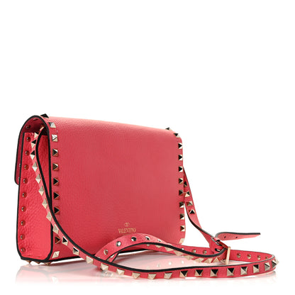 Valentino Garavani Pebbled Calfskin Medium Rockstud Flip Lock Crossbody Bag Pink 2 of 7