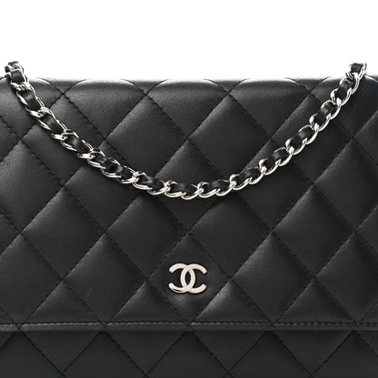 Chanel Lambskin Quilted Wallet On Chain WOC Black 9 of 13