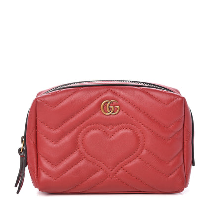 Gucci Calfskin Matelasse GG Marmont Cosmetic Case Hibiscus Red 1 of 9