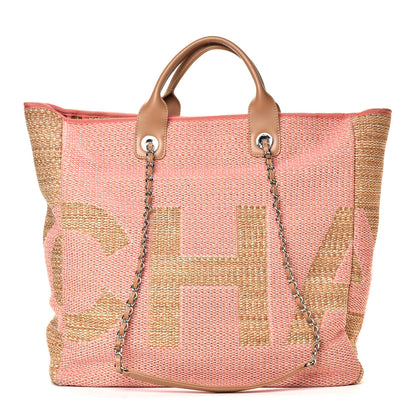 Chanel Mixed Fibers Large Shopping Bag Pink Beige 1 of 7