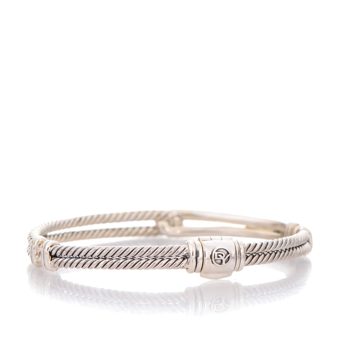 Sterling Silver Diamond 7mm Petite Pave Single Loop Labyrinth Bracelet