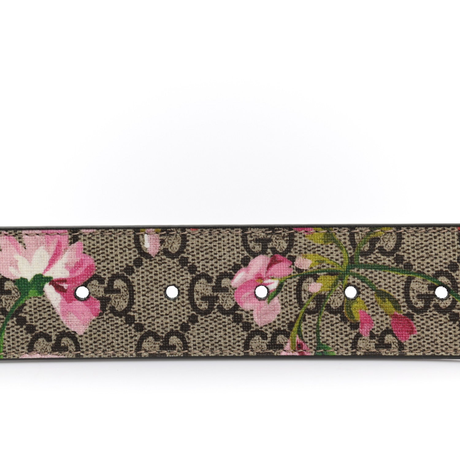 Gucci GG Supreme Monogram Blooms Moon Calfskin Interlocking G 37mm Belt 95 38 Beige Ebony Multicolor Dry Rose 4 of 5