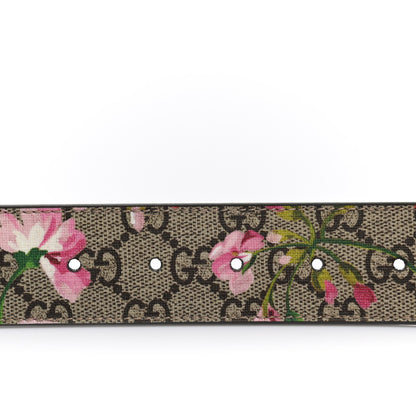 Gucci GG Supreme Monogram Blooms Moon Calfskin Interlocking G 37mm Belt 95 38 Beige Ebony Multicolor Dry Rose 4 of 5