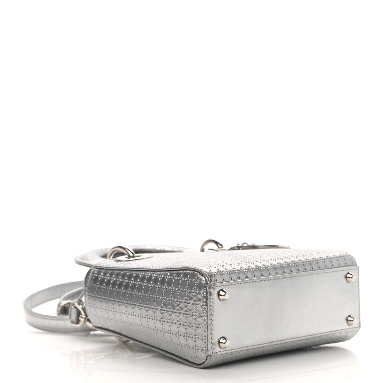 Christian Dior Metallic Patent Micro-Cannage Mini Lady Dior Silver 4 of 12