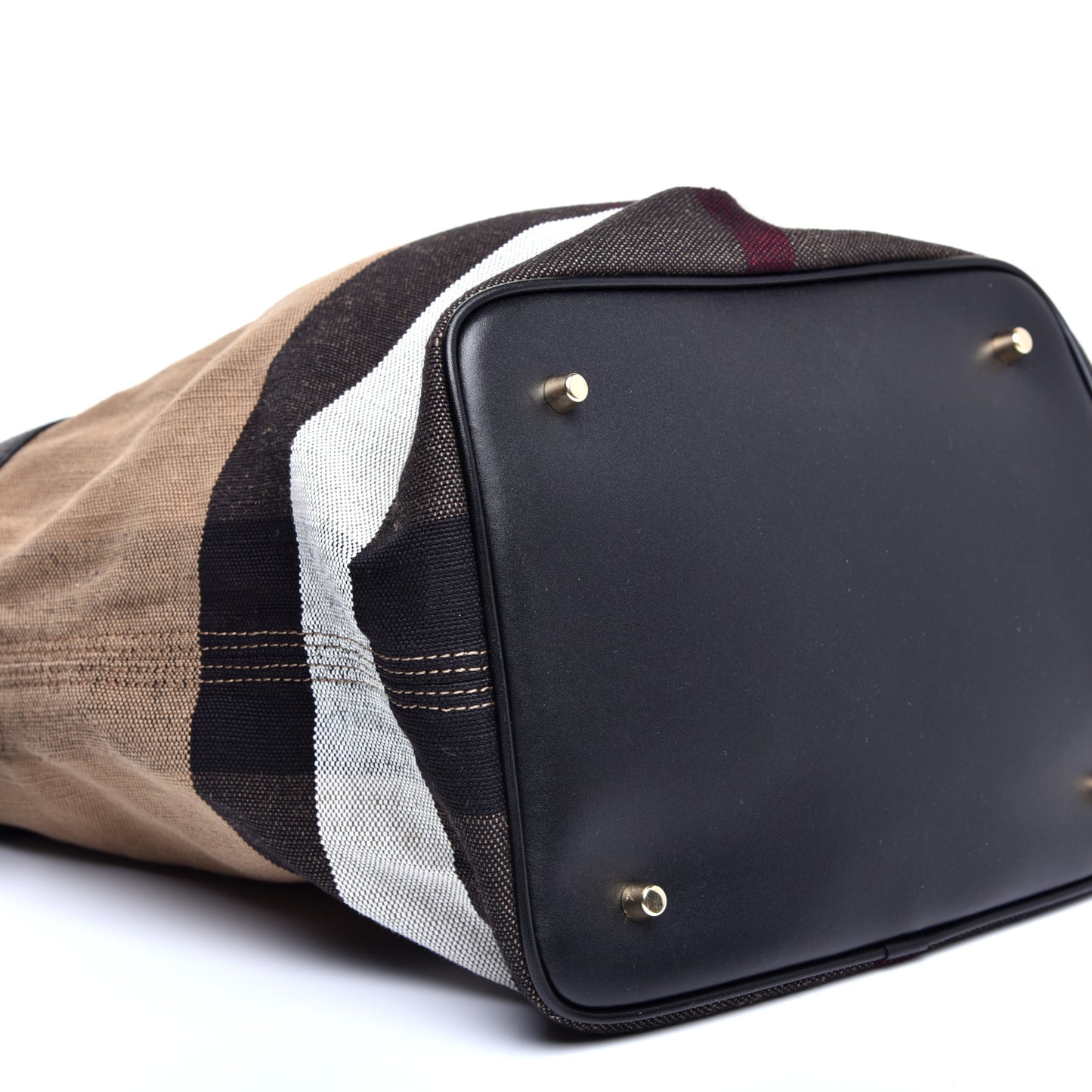 Grainy Calfskin Canvas Mega Check Medium Ashby Tassel Hobo Black