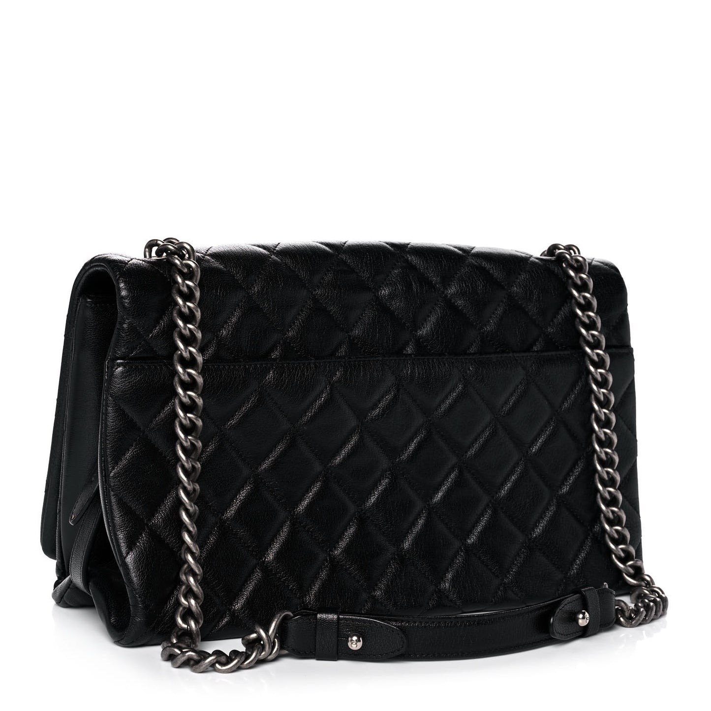 Goatskin Quilted Large City Rock Flap Black