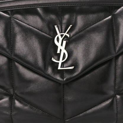 Saint Laurent Lambskin Quilted Medium Loulou Puffer Monogram Chain Satchel Black 9 of 11