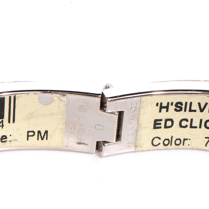 Hermes Silver and Palladium Narrow Clic Clac H Bracelet PM Vert Prairie 4 of 5