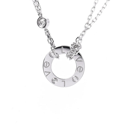 Cartier 18K White Gold 2 Diamond LOVE Necklace 4 of 8