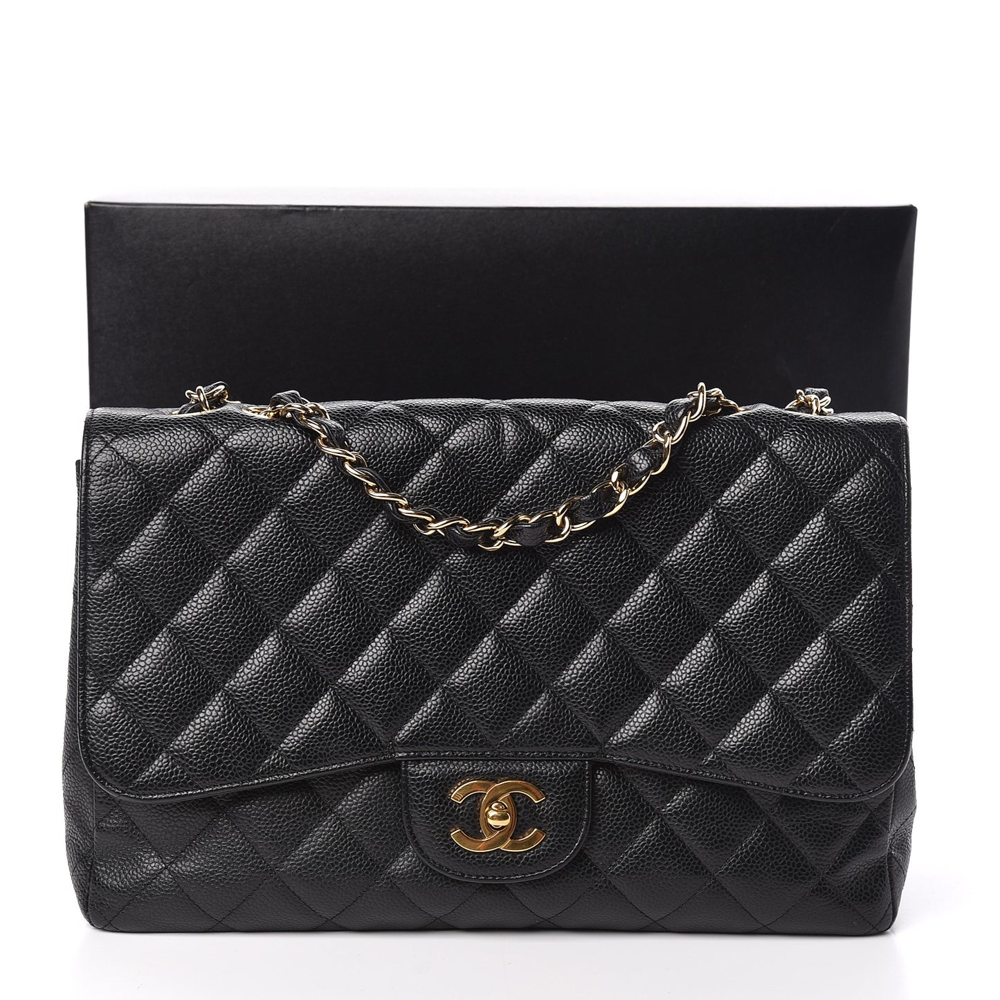 Caviar Quilted Jumbo Single Flap Black