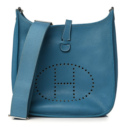 Hermes Taurillon Clemence Evelyne III GM Blue Jean 1 of 16