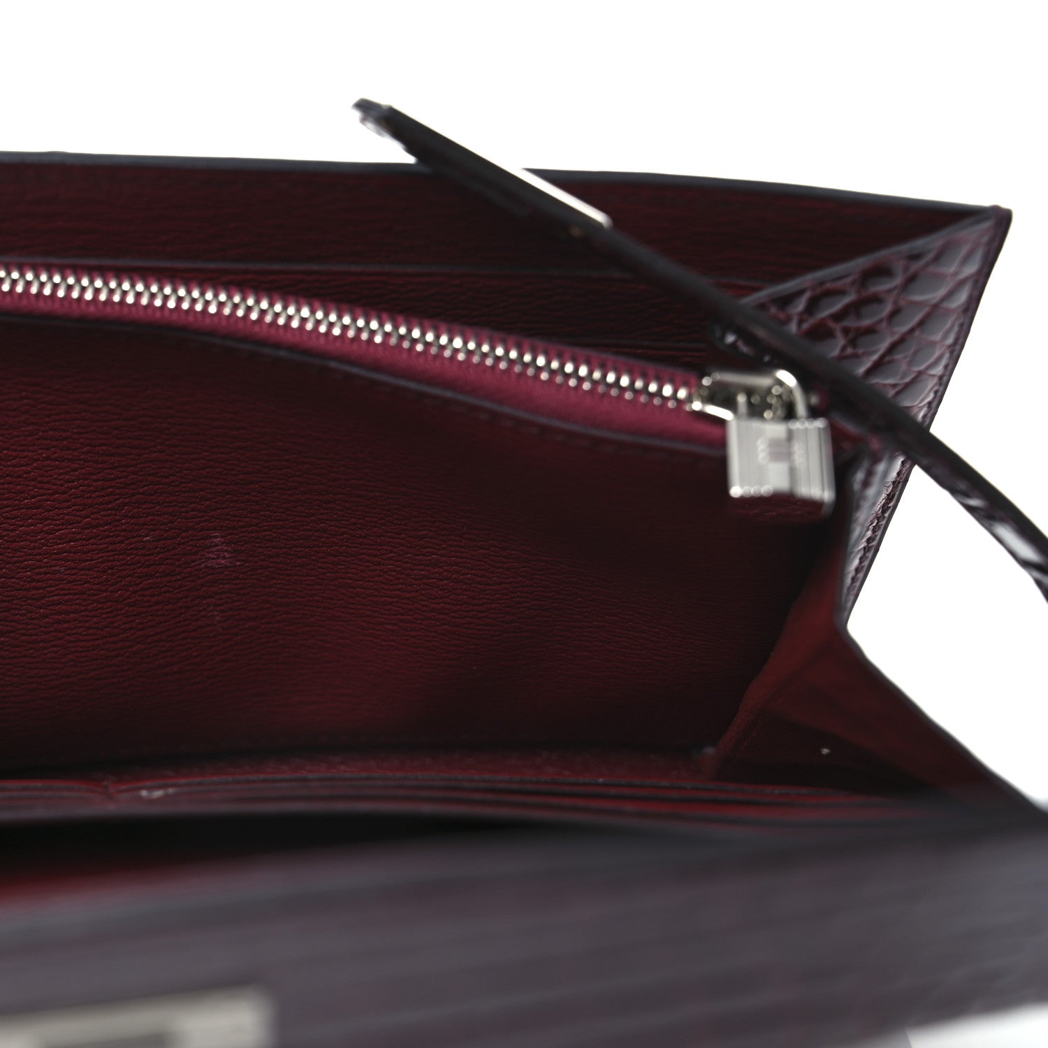 Hermes Shiny Alligator Kelly Longue Wallet Bourgogne 10 of 10