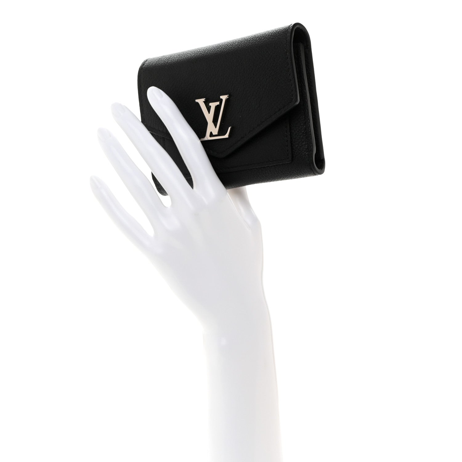 Louis Vuitton Soft Calfskin My Lockme Compact Wallet Black 2 of 6